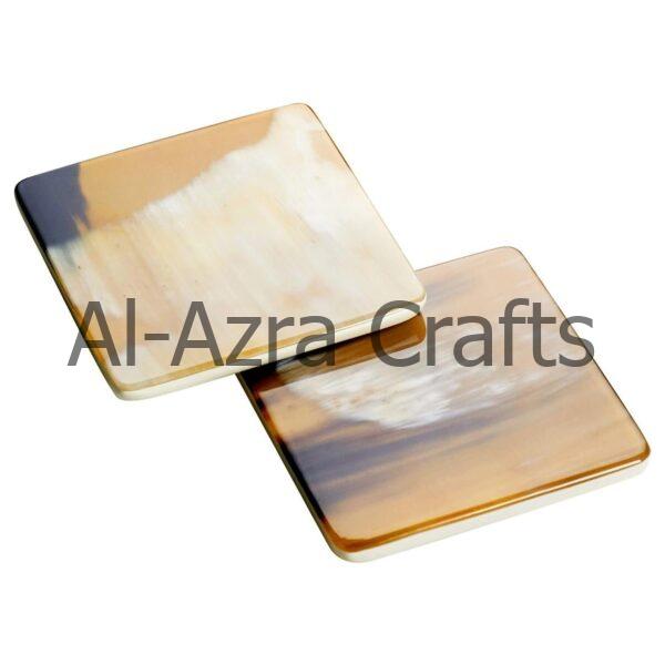 Square Natural Horn Drink Coasters - Image 2