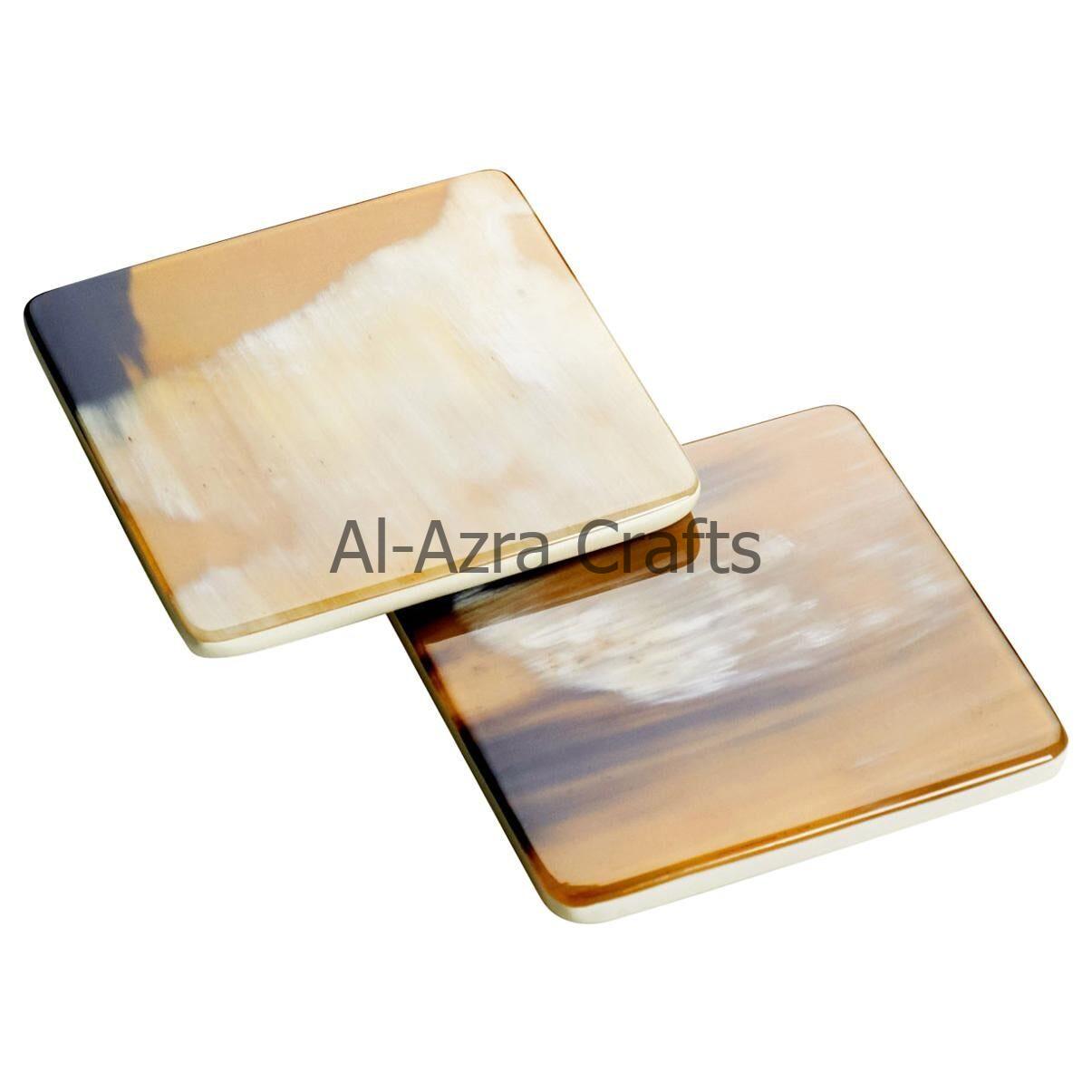 Square Natural Horn Drink Coasters - Image 2