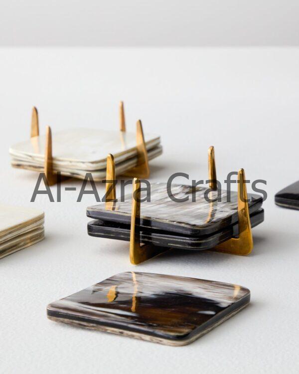 Square Natural Horn Drink Coasters - Image 3