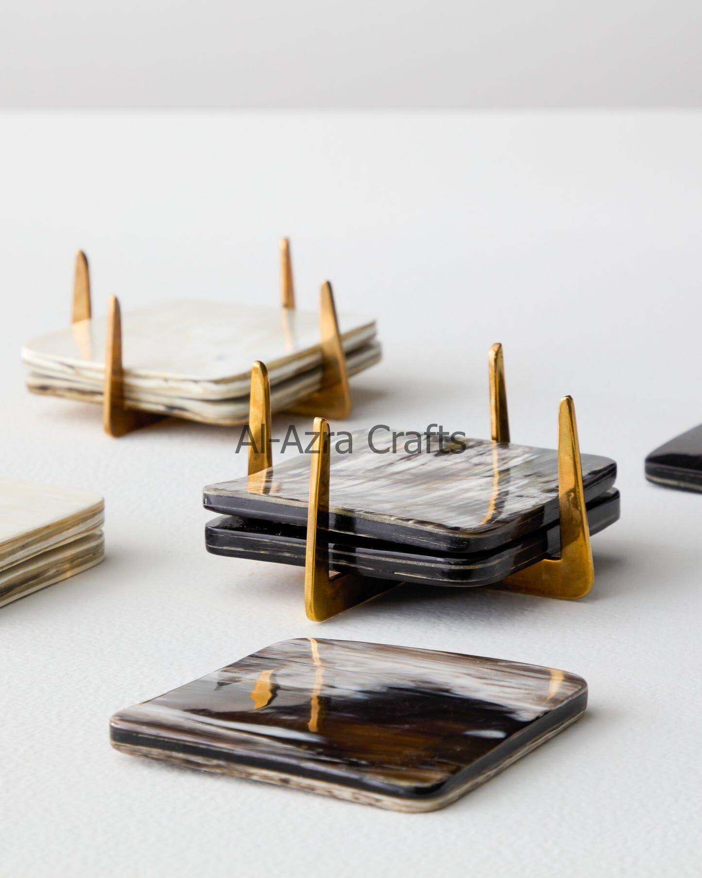 Square Natural Horn Drink Coasters - Image 3
