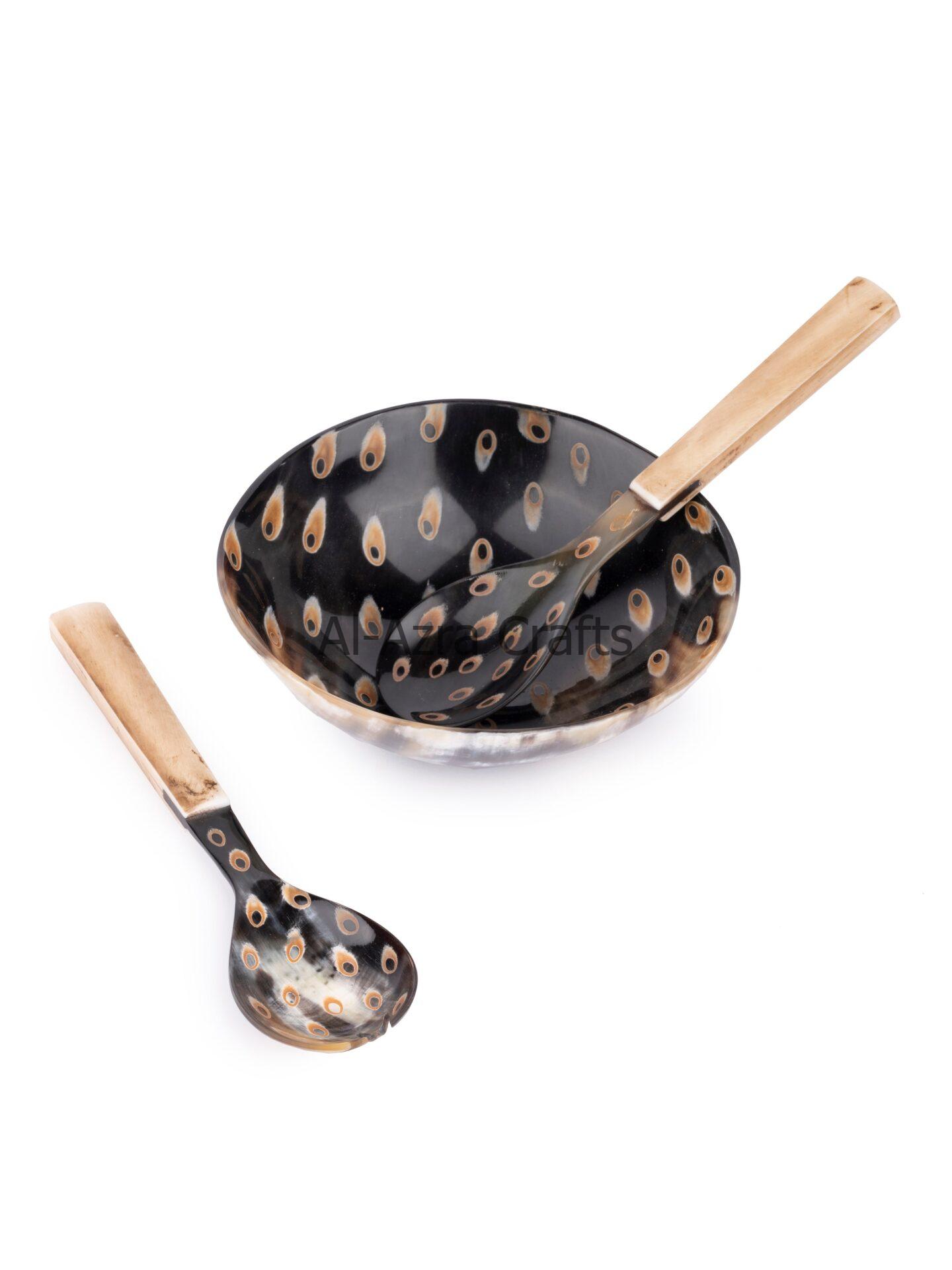 Horn Dotted Serving Bowl With Spoon - Image 3