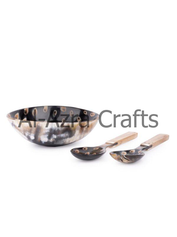 Horn Dotted Serving Bowl With Spoon - Image 4