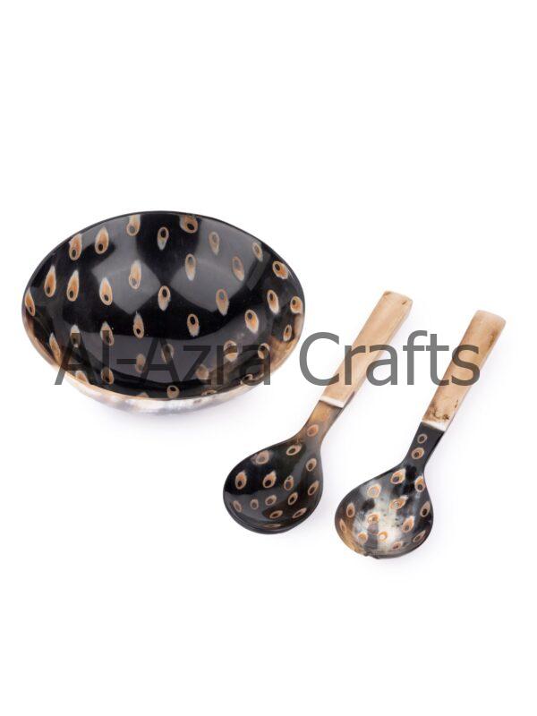 Horn Dotted Serving Bowl With Spoon