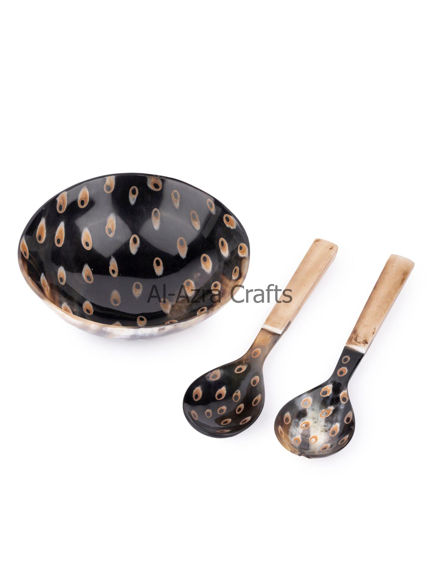 Horn Dotted Serving Bowl With Spoon - Image 2