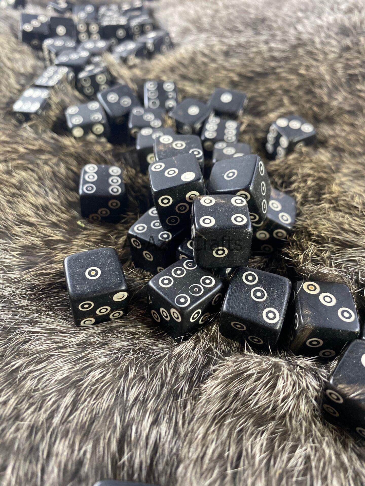 Viking Spots Black Horn Dice Set