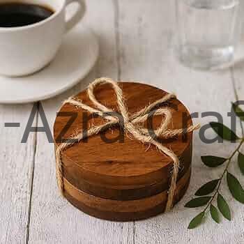 Wooden Round Coaster Set
