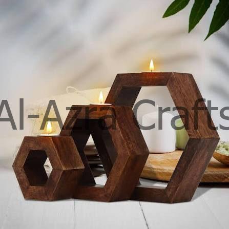 Wooden Candle Holder Set