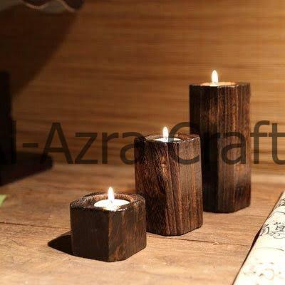 Wooden Candle Holder Set